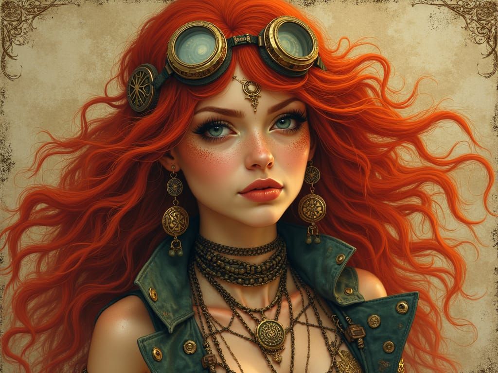Steampunk Gypsy Woman in Dreamlike Biomechanical Art