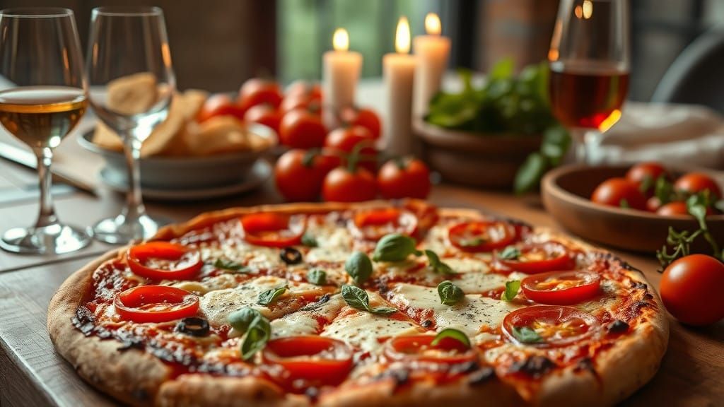 Whimsical Ghibli-Inspired Banquet Scene with Pizza and Tomat...