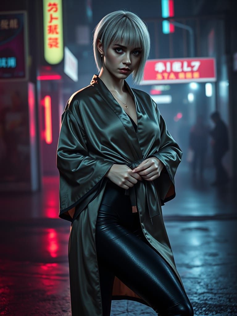 Gritty GTA-Inspired Femme Fatale in Satin and Leather