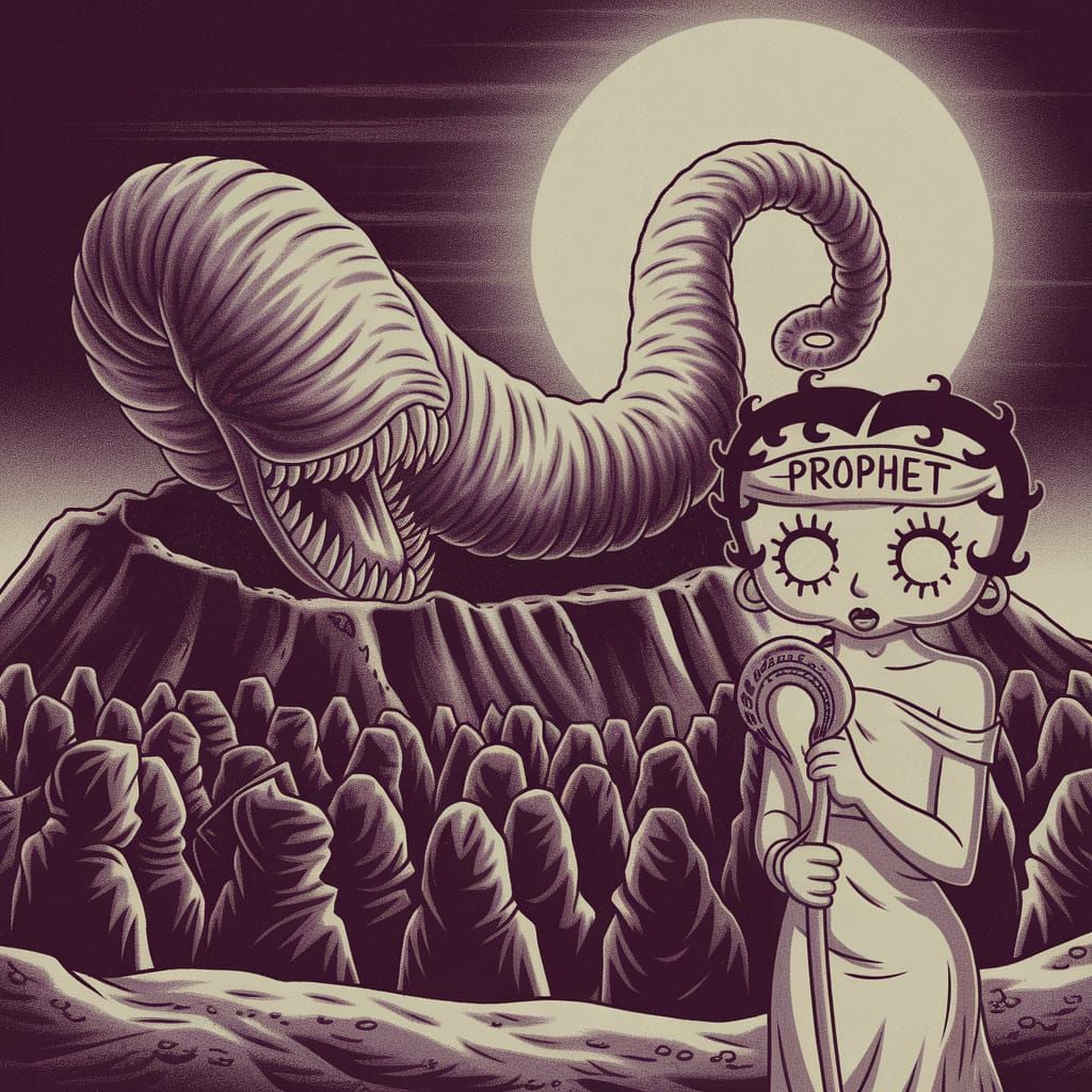 Vampire Worm Rises from Crater: 1930s Animation Style