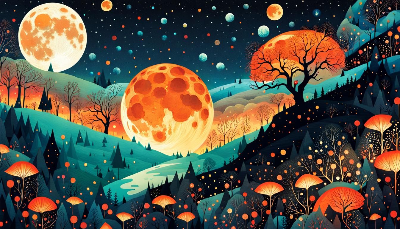 Surreal Starry Night Journey in Double Exposure Collage