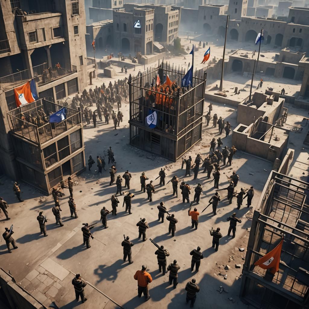 Prisoners Attack Towers in Detailed Matte Painting