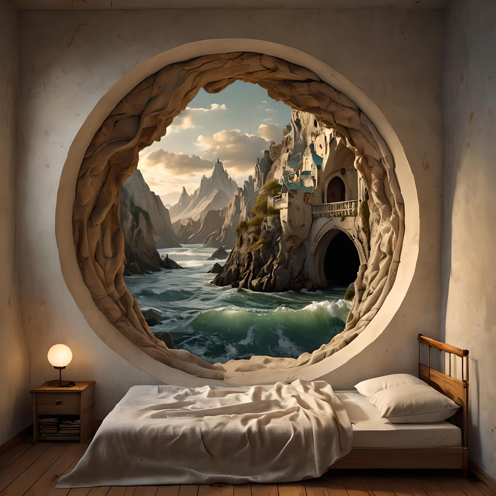 Surreal Bedroom Portal to Middle Earth