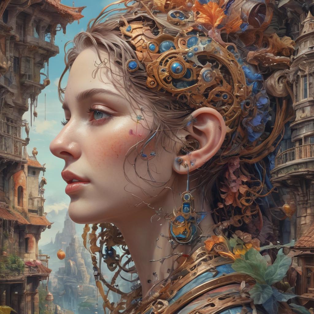 Surreal Hearing Loss in Detailed Watercolor Painting