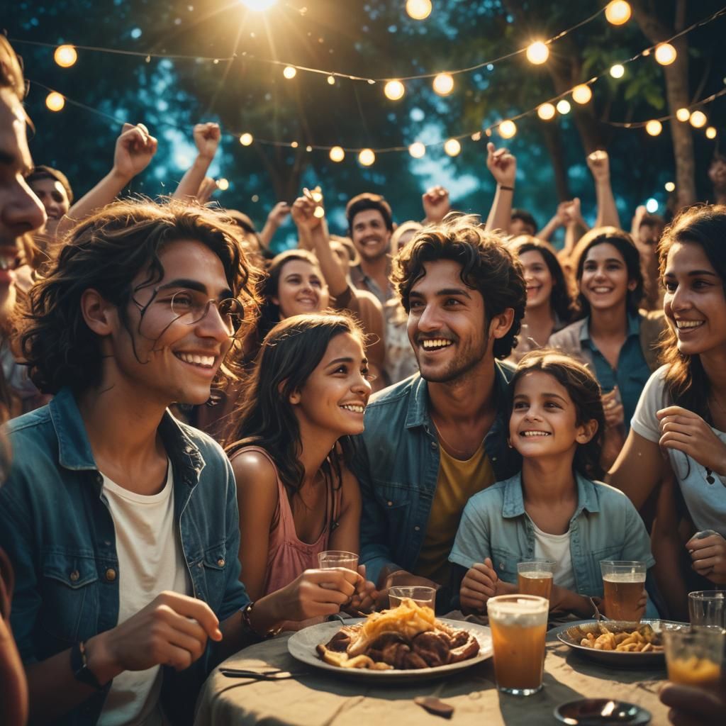 Animated Friends at Party Invite a Young Man