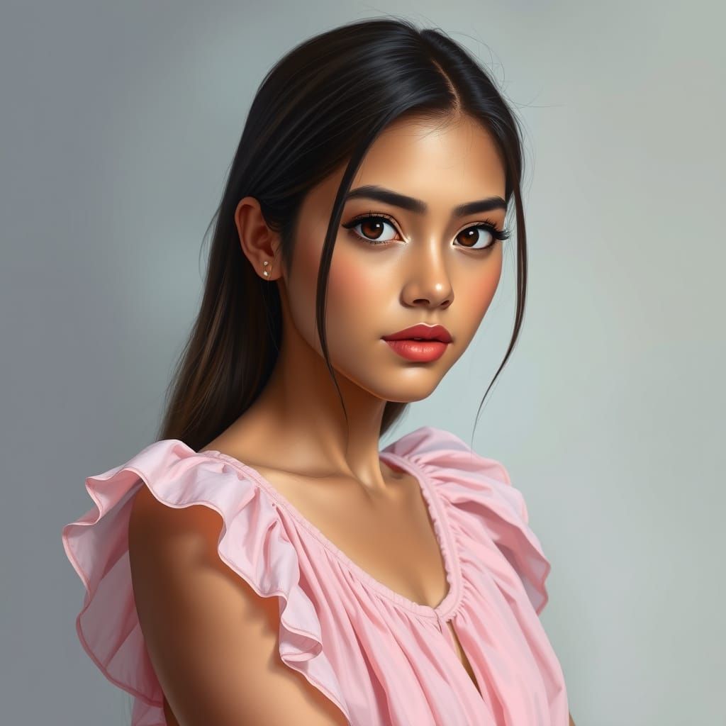 Hispanic Woman Portrait in Hyperrealistic Style