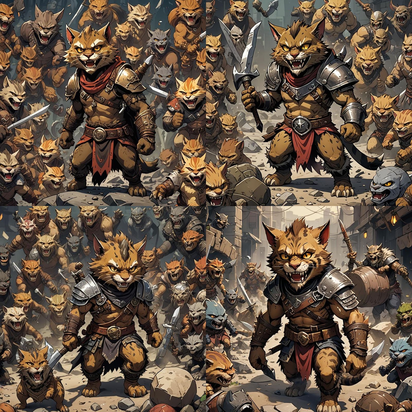 Tabaxi Barbarian Urchin with Sinister Smile, Cel-Shaded Mang...