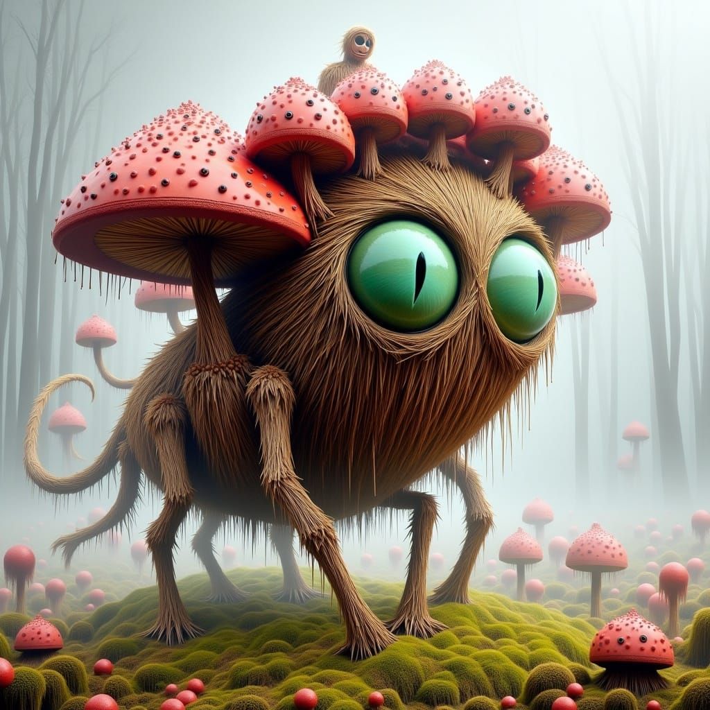 Grumpy Mushroom Warrior Character Illustration