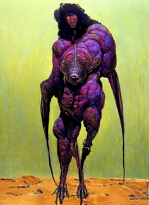 Muscular Alien Creature in Imaginative Realism Style