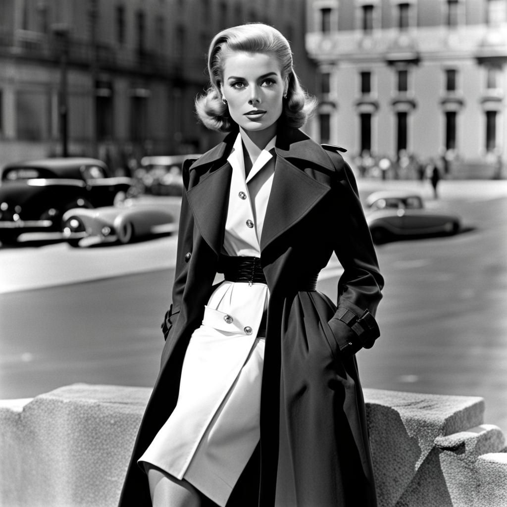 Grace Kelly visage magnifique trench coat