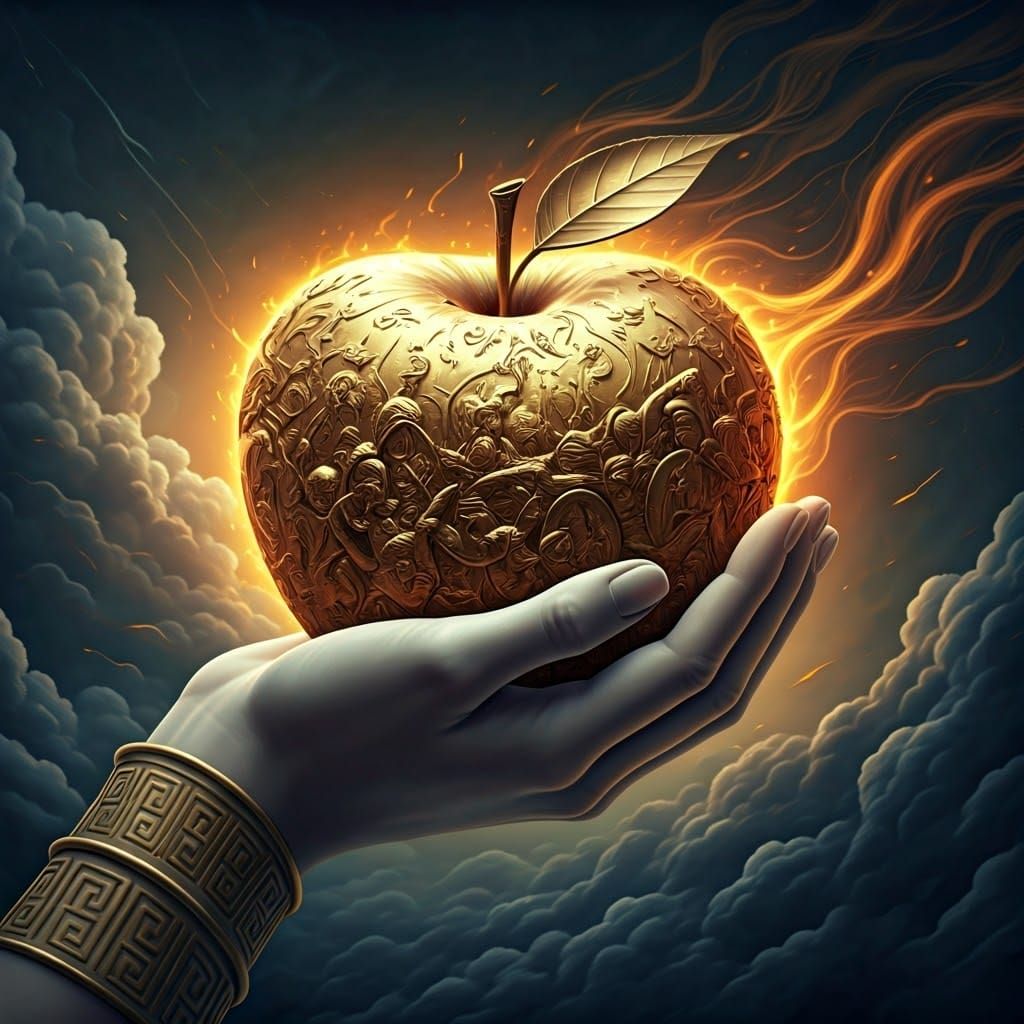 Golden Apple of Chaos in Ancient Greek Filigree