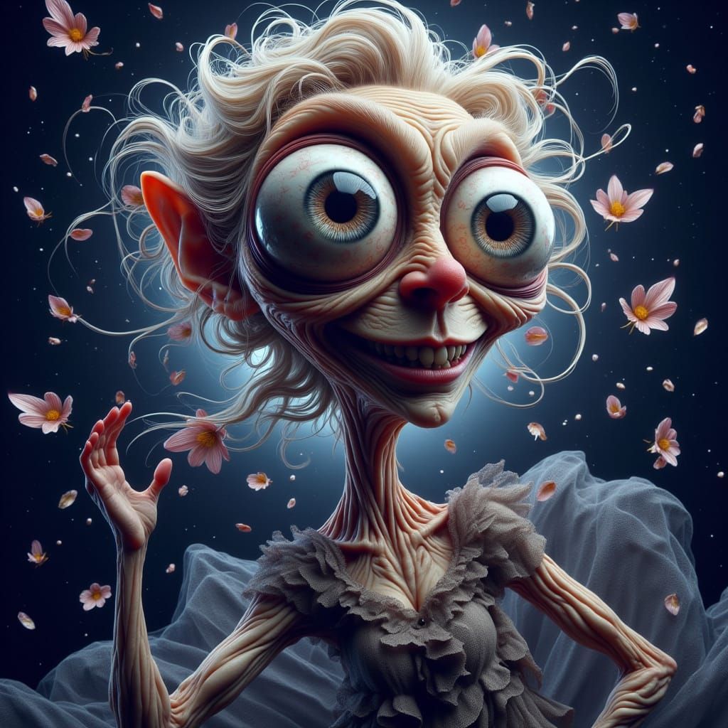 Elegant Woman with Floral Hair in Art Nouveau Style