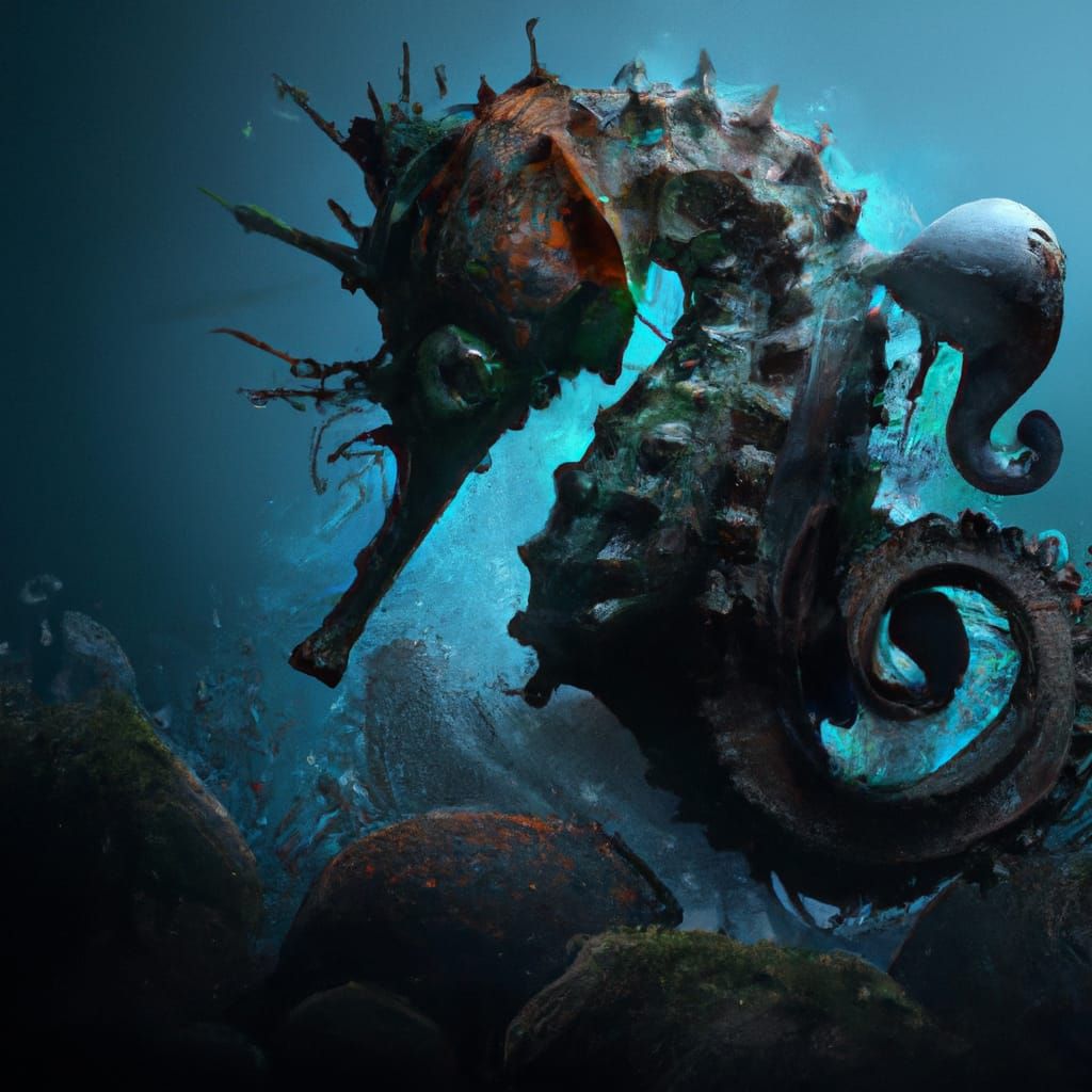 Seahorse Octopus Hybrid in Dark Fantasy Style