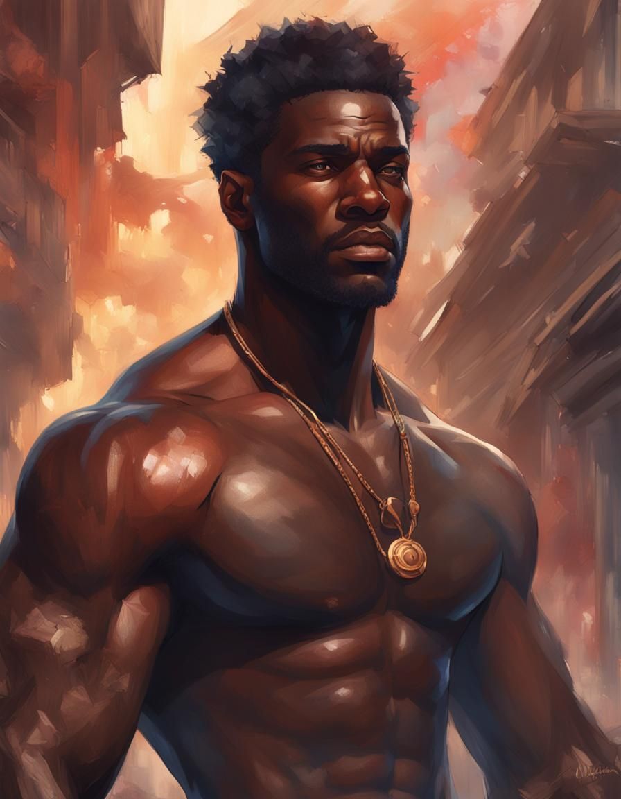 Hyperdetailed Portrait of a Shirtless Man