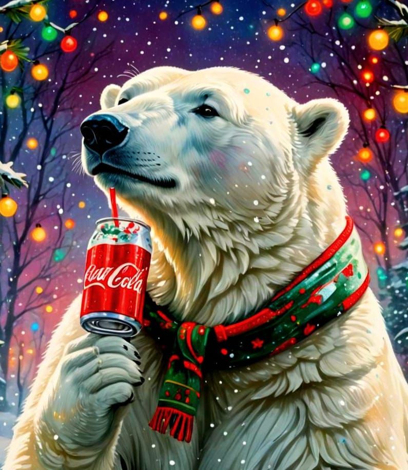 Coca-Cola Polar Bear Christmas Scene