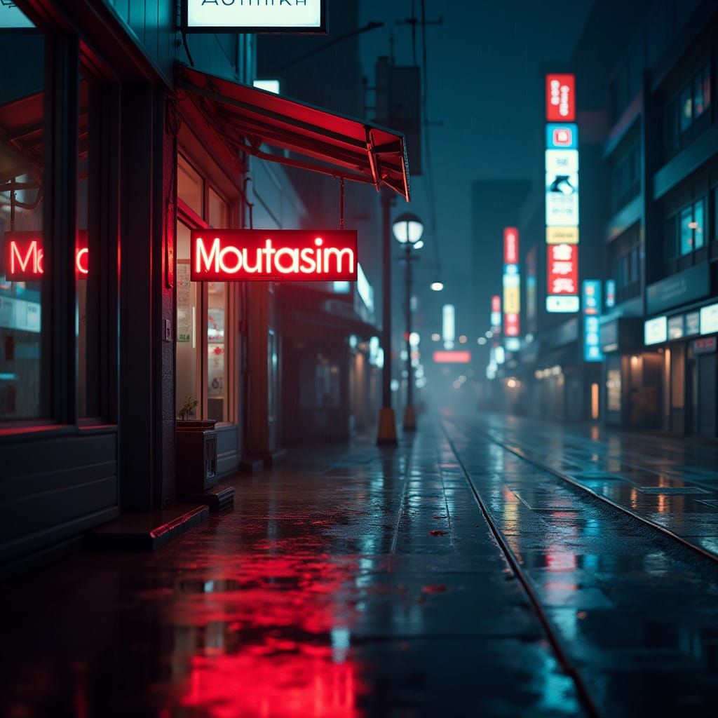 Cyberpunk Tokyo at Dusk with Neon Reflections