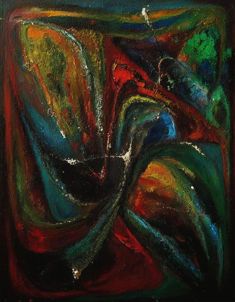 Abstract Swirling Shapes in Bold Surrealism