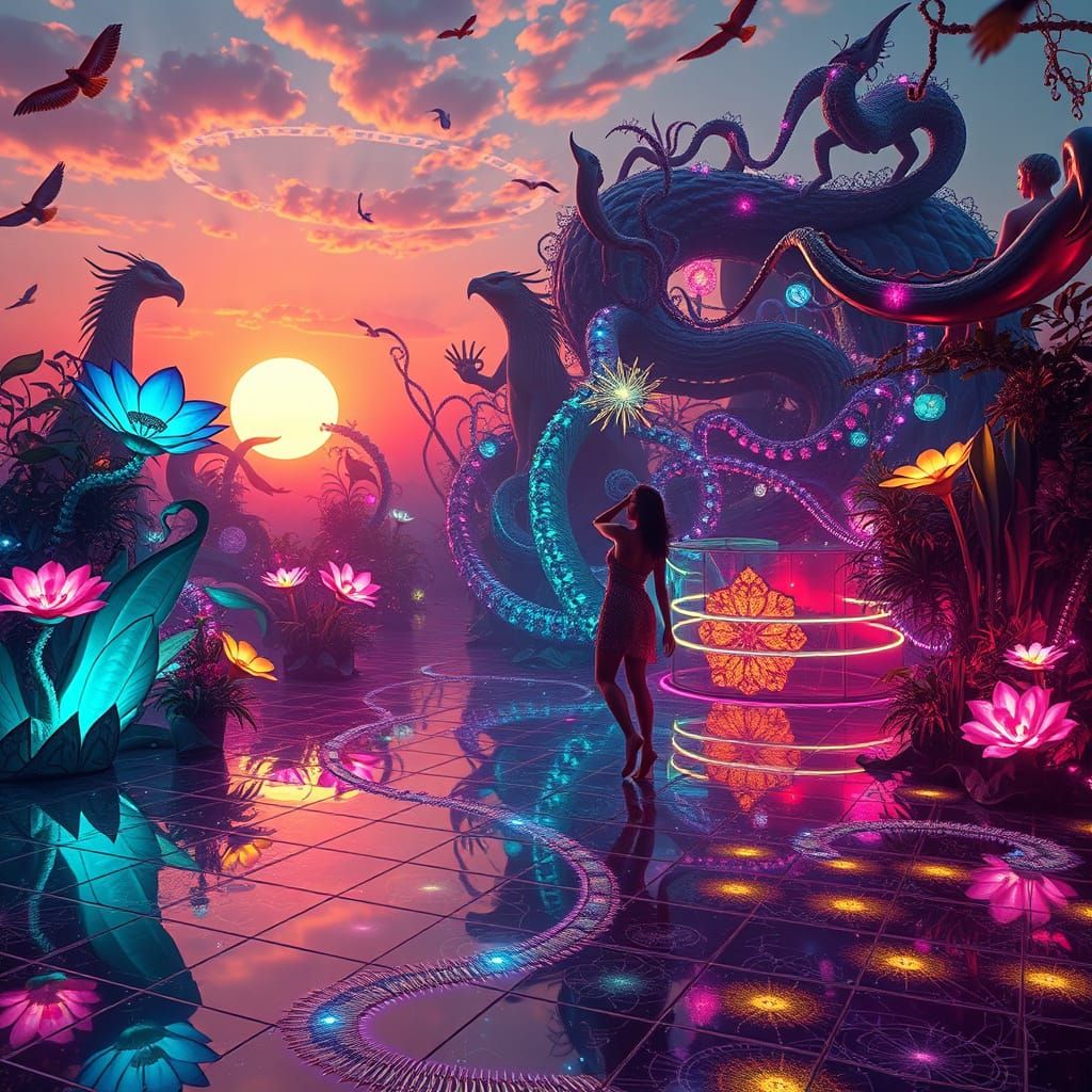 Surreal Disco Dreamscape in Vibrant, Whimsical Style
