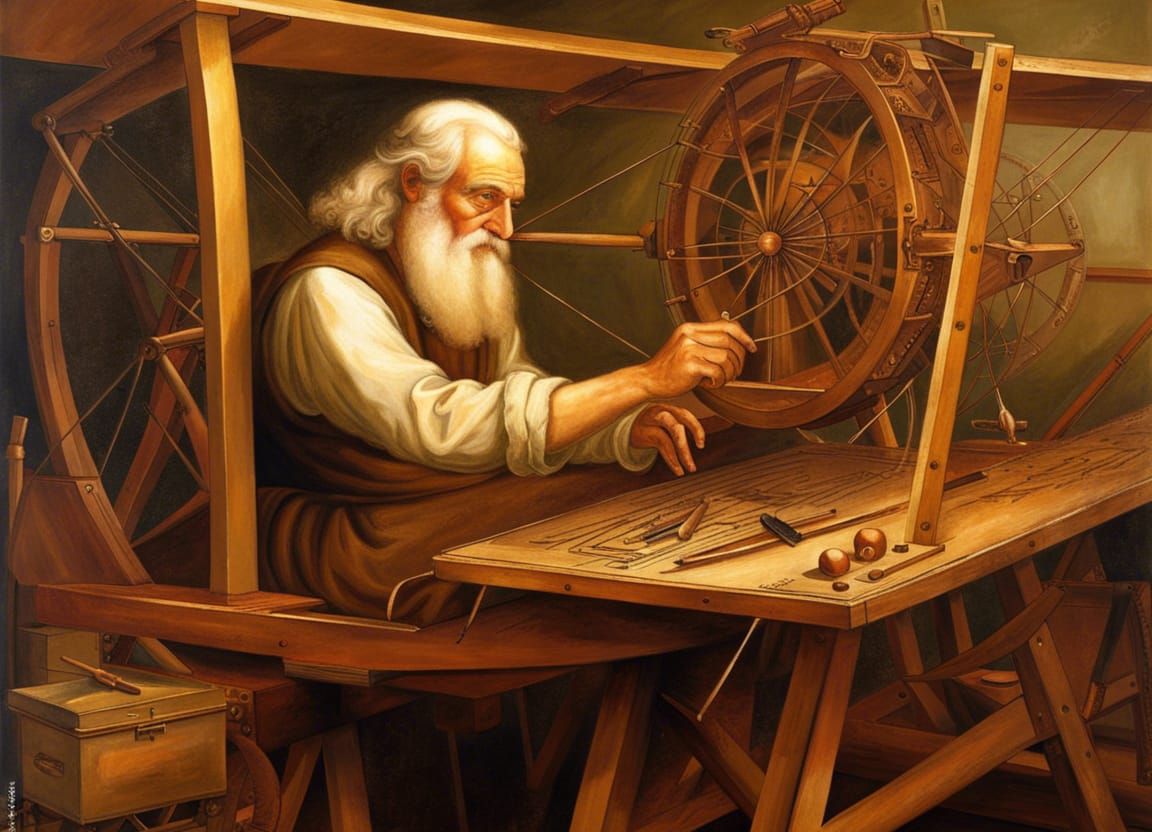 Da Vinci Building a Biplane: Renaissance Style