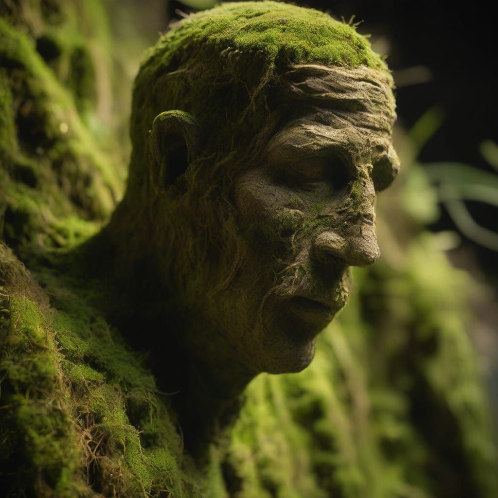 Eerie Expressionist Sculpture of Shadowy Figure