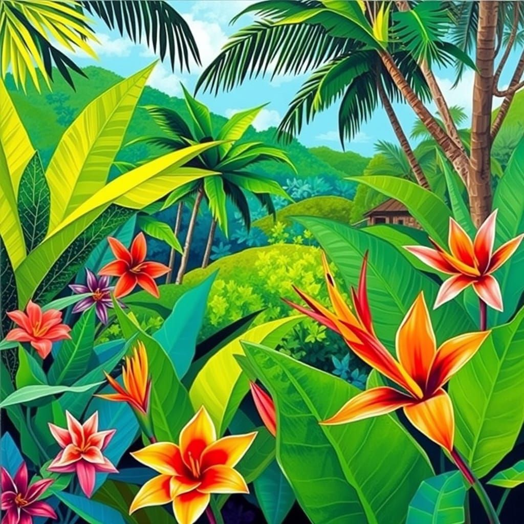 Geometric Pop Art Tropical Landscape