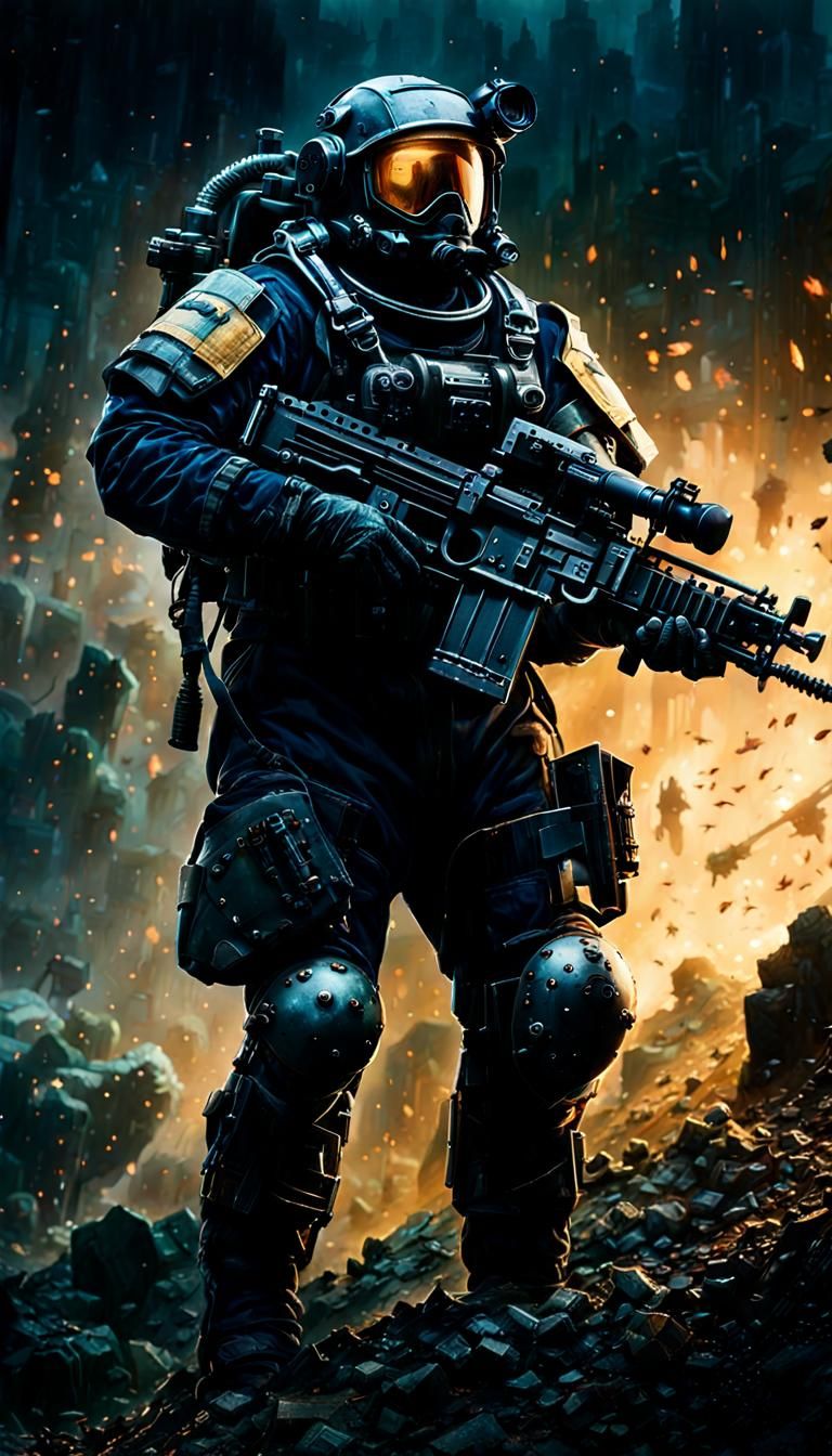 Helldivers Soldier Portrait in Hyperrealistic Style