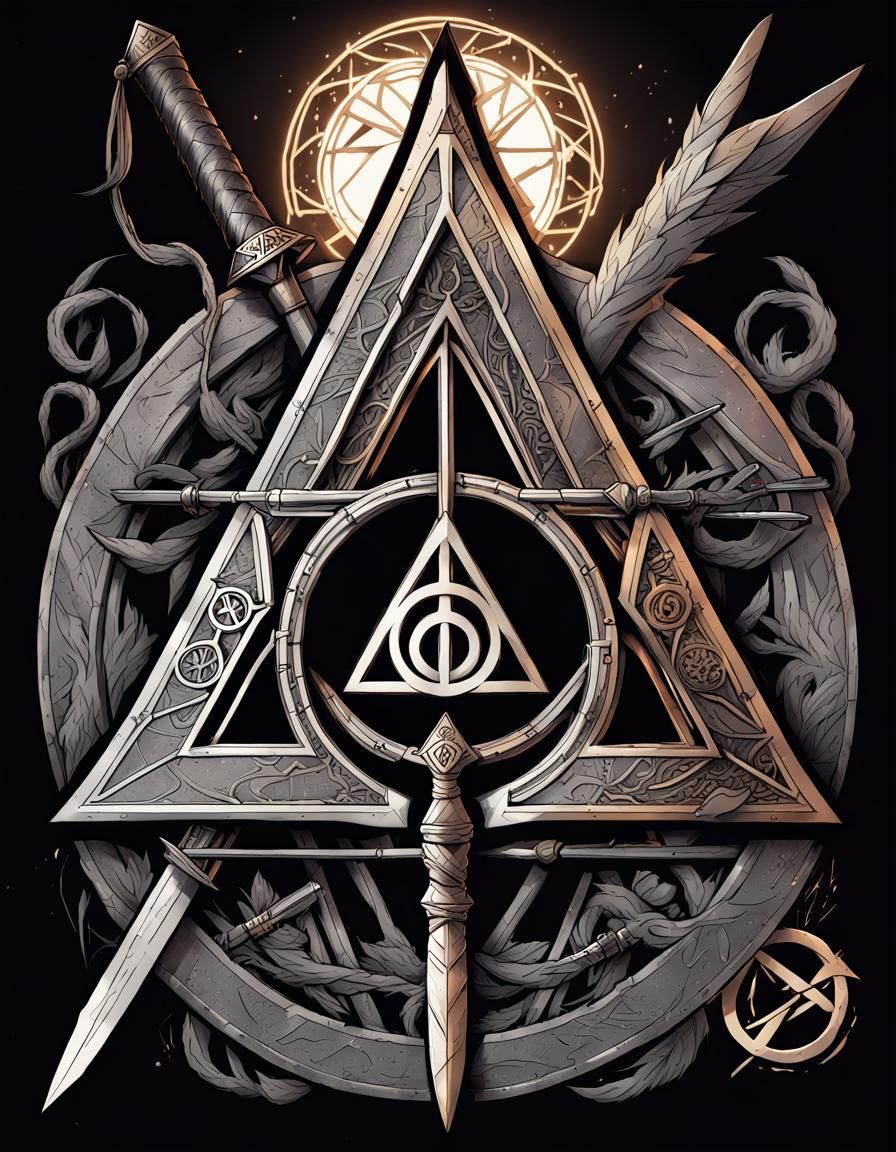 Deathly Hallows Dagger Symbol in Anime Style