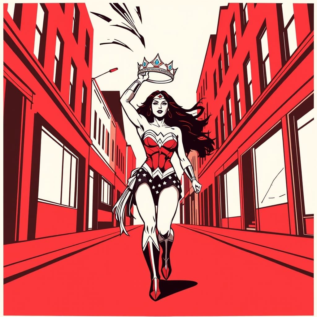 Dynamic Graphic Art: Wonder Woman's Tiara in Motion