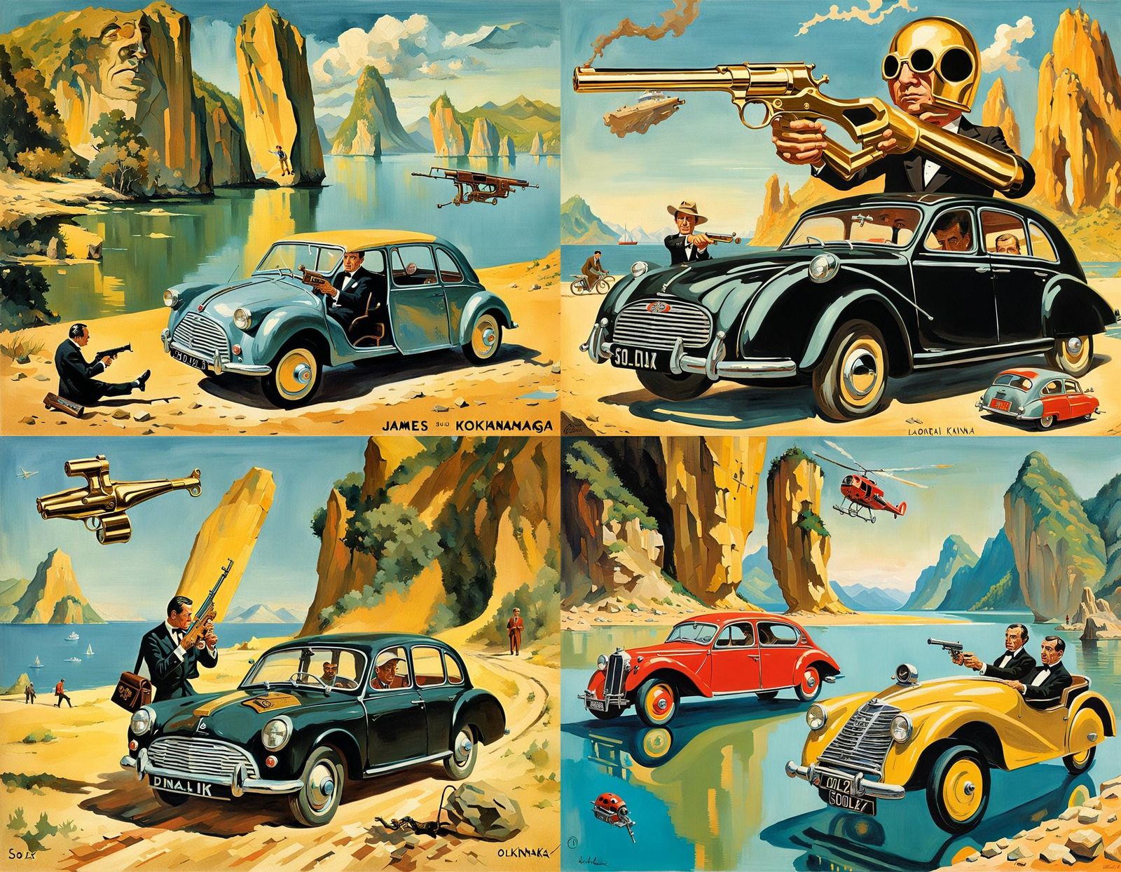 James Bond Island Postcard in Surrealist Style