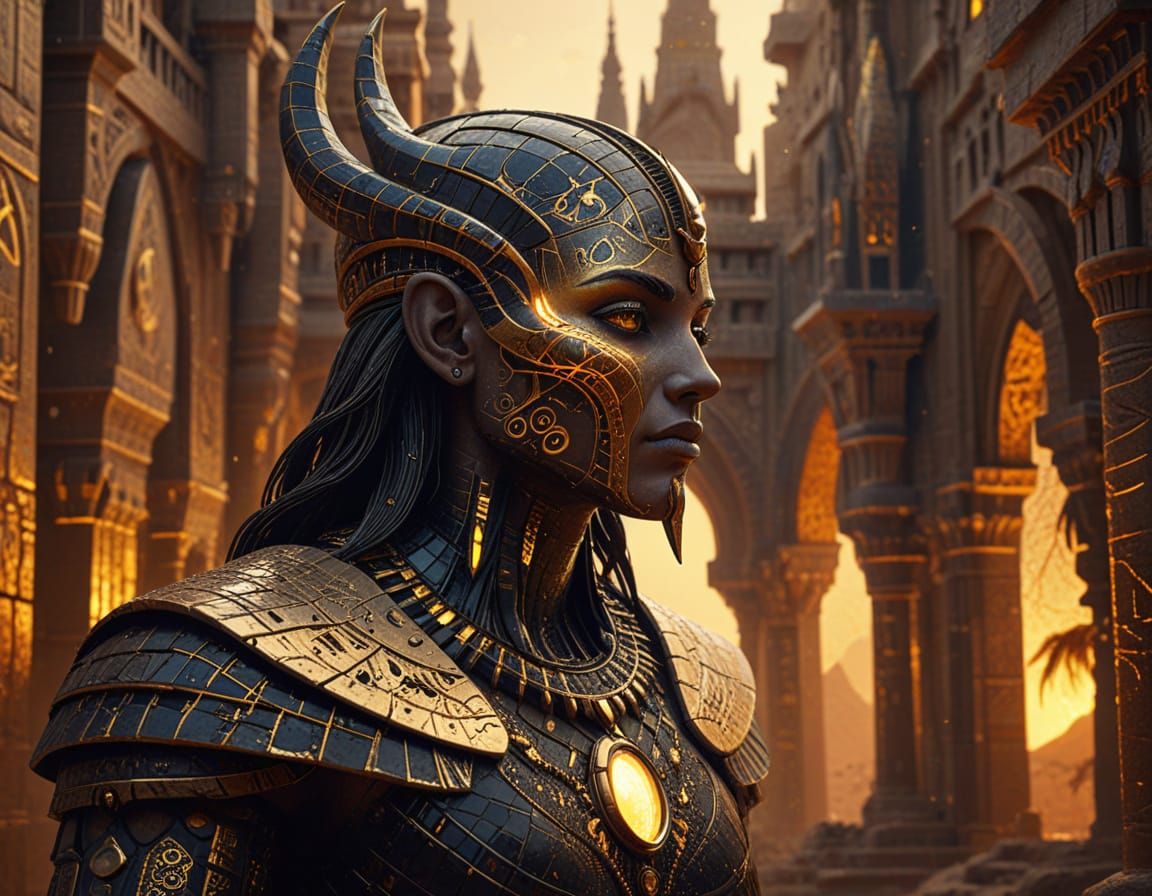 Cursed Egyptian City in Desert: Dark Fantasy Art