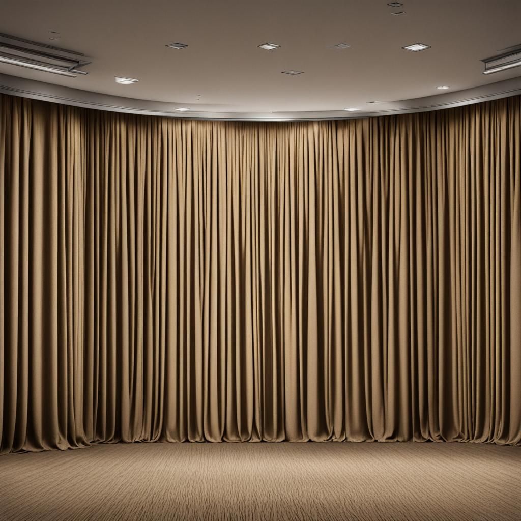 Dark Interview Room with Tan Curtain