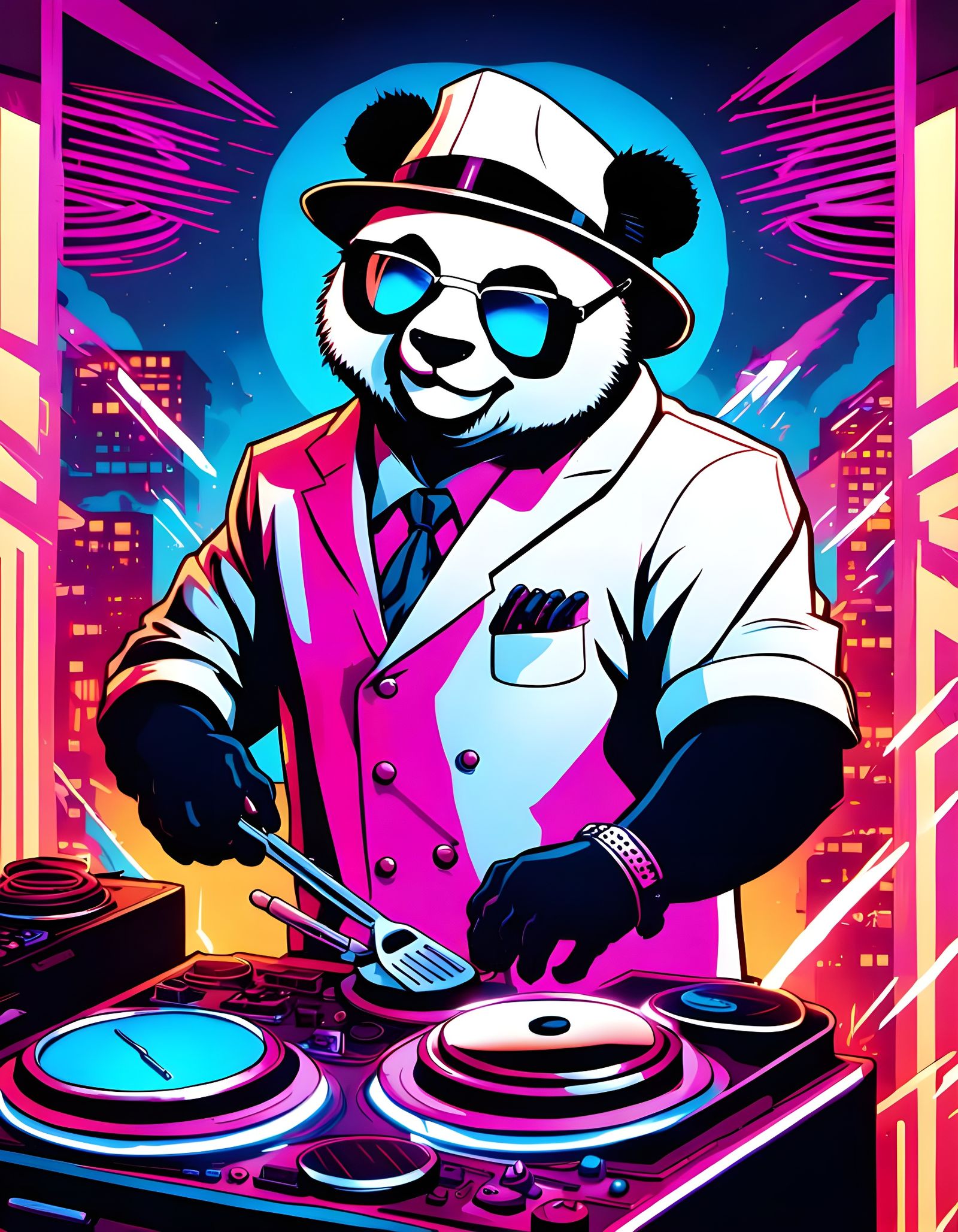 cartoon classy gangster panda dj