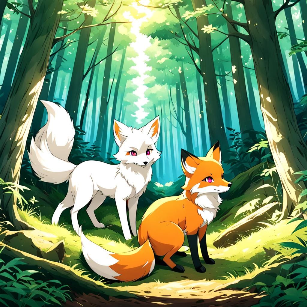 Foxes in Forest, Anime Key Visual Art