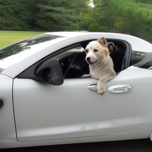 Dog Drives a Convertible Car: Professional Photography