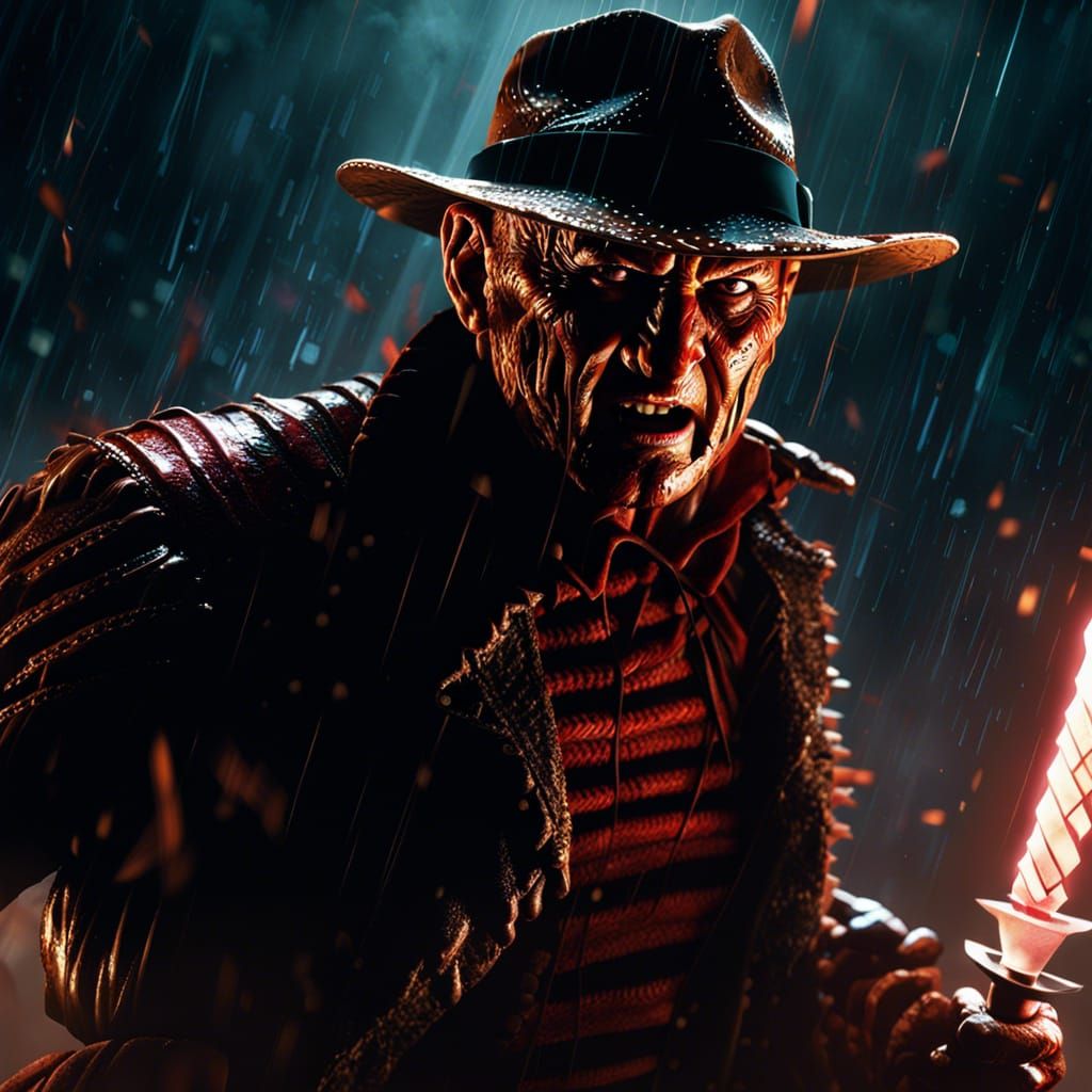 Detailed Freddy Krueger Action Pose in Moonlight