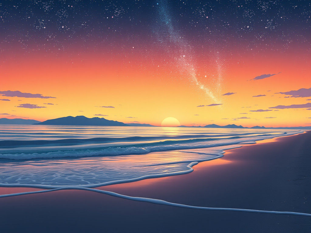 Serene Twilight Beach in Anime Style, 4K