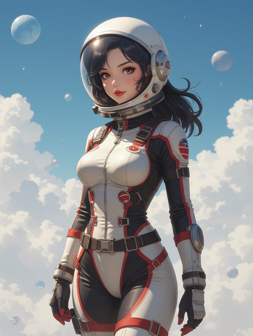 Glamorous 1940s-Style Atom-Punk Astronaut in Spandex Suit