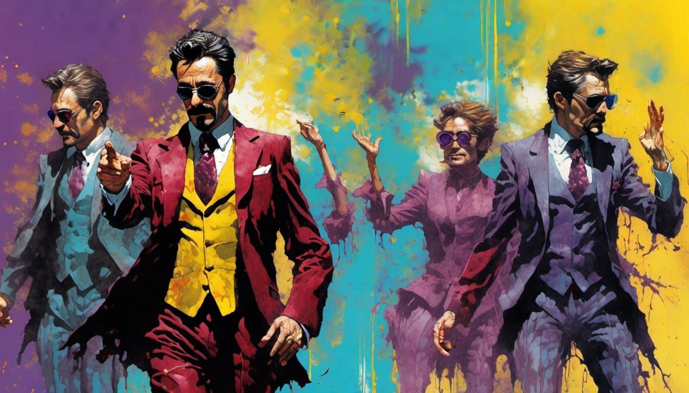 <lora:Chromaflow:1.0><Tony Stark:0.9>dancing boogie disco,..