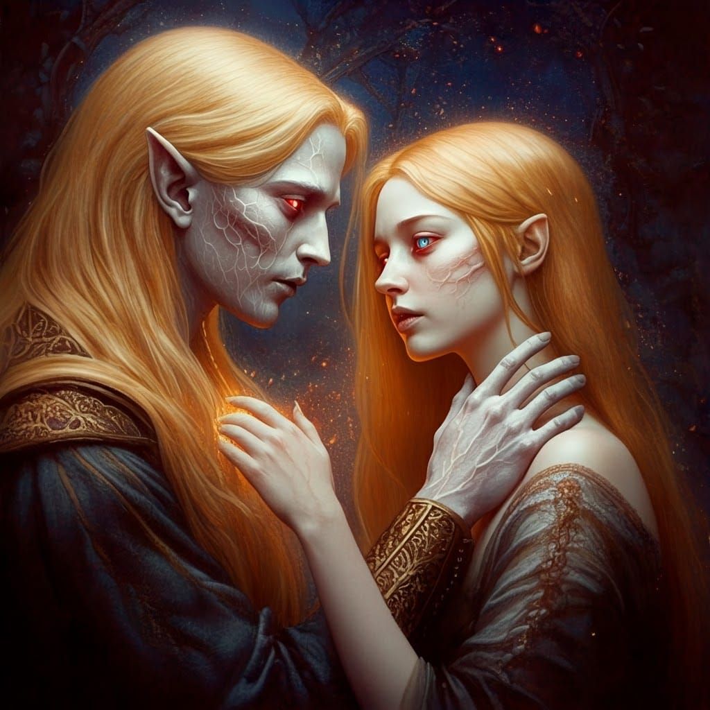 Ethereal Vampire in Pre-Raphaelite Style