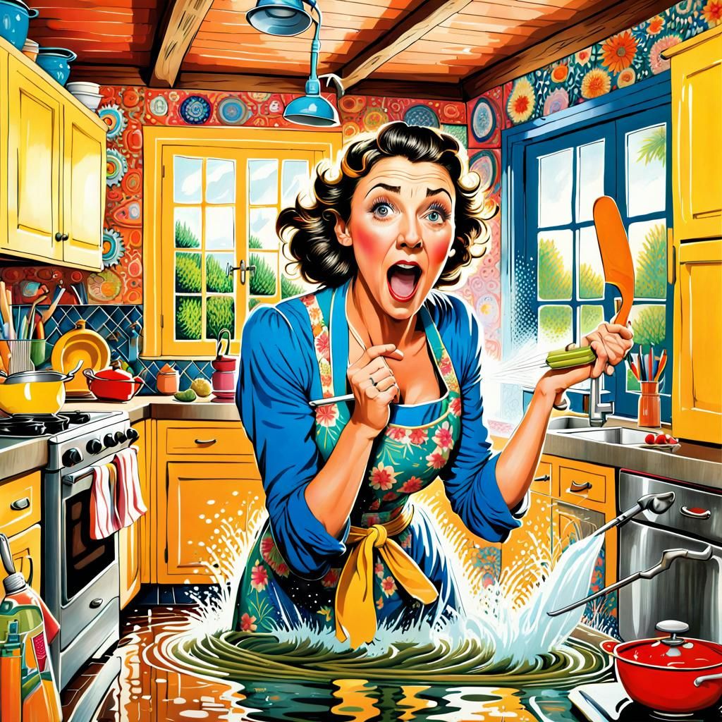 Flooded Kitchen Catastrophe in French Cottage Style
