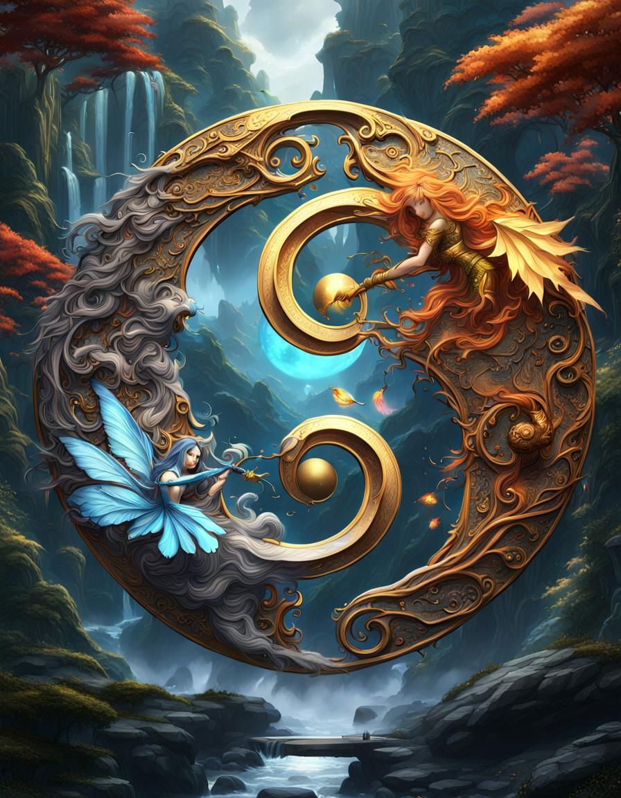 Detailed Fairy Yin and Yang Concept Art