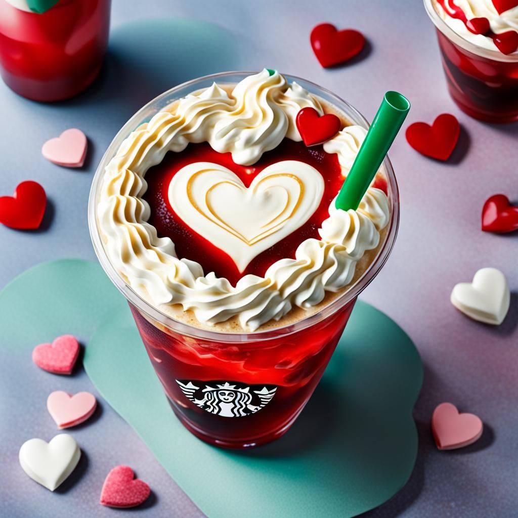 Love Heart Starbucks Drink with Cream Art