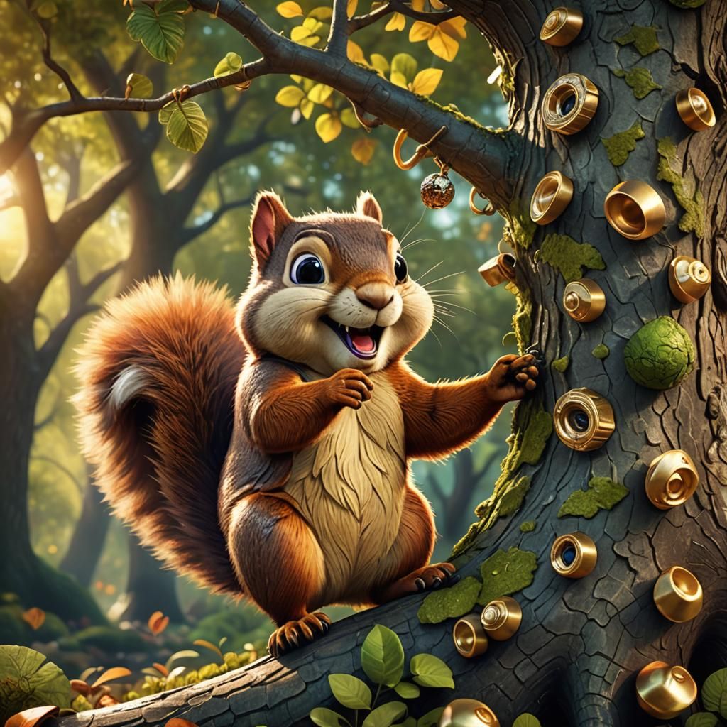 Squirrel and Snake in Pixar-Inspired 3D Art