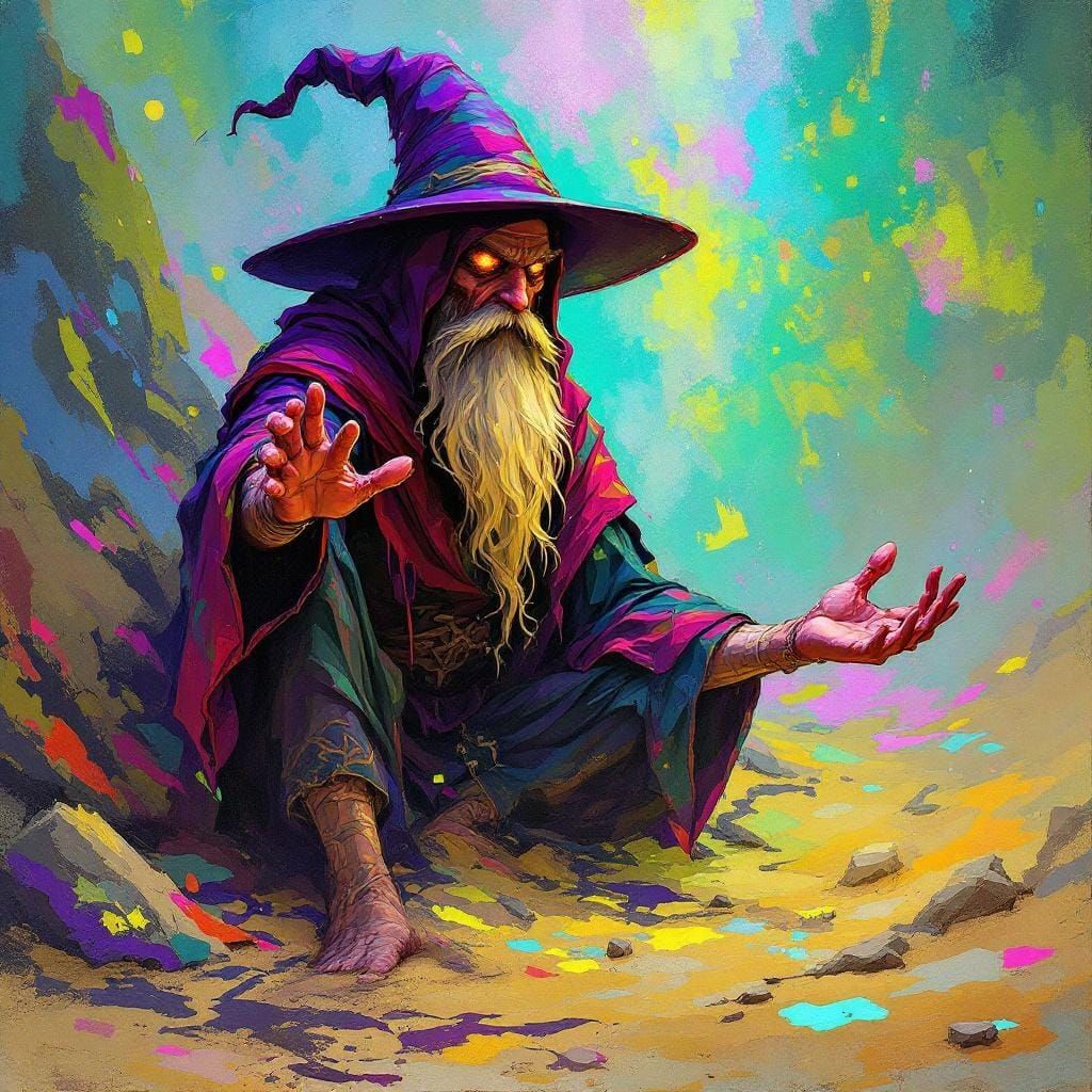Abstract Expressionism Mage with Neon Highlights