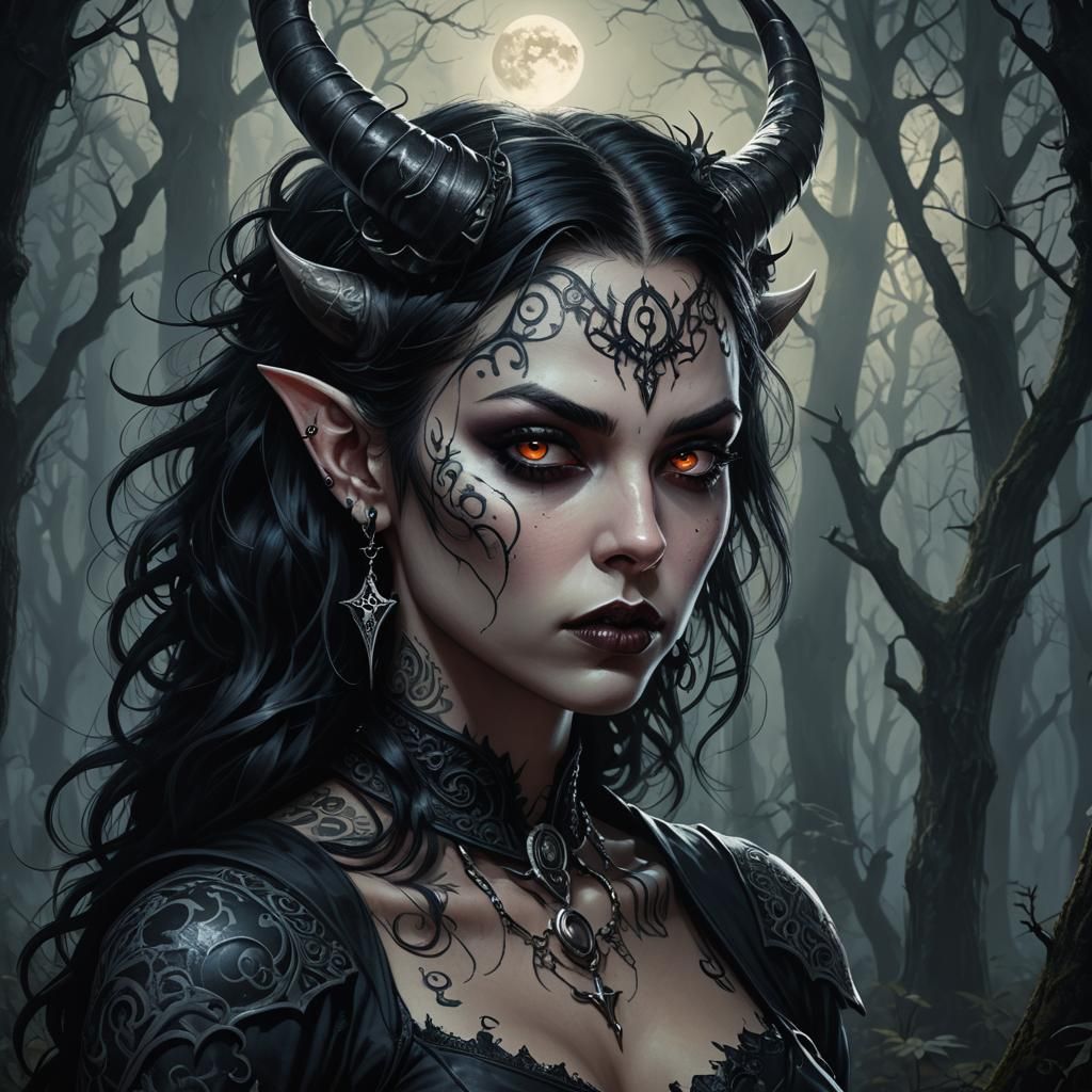 Dark Fantasy Vampire Girl Portrait in Gothic Style