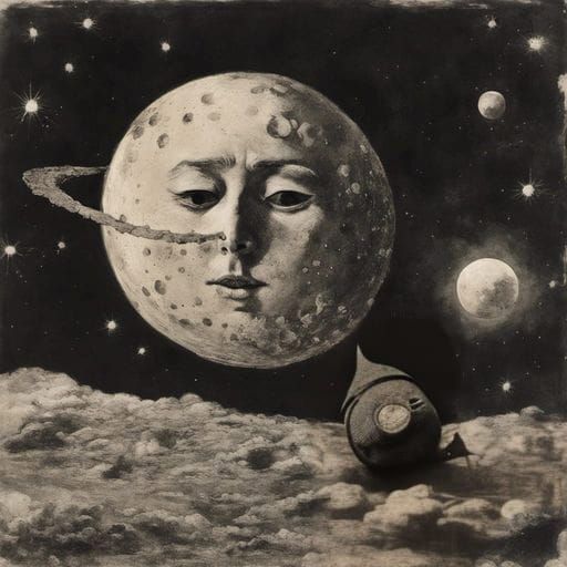 Astronaut on Moon in B-Movie Style