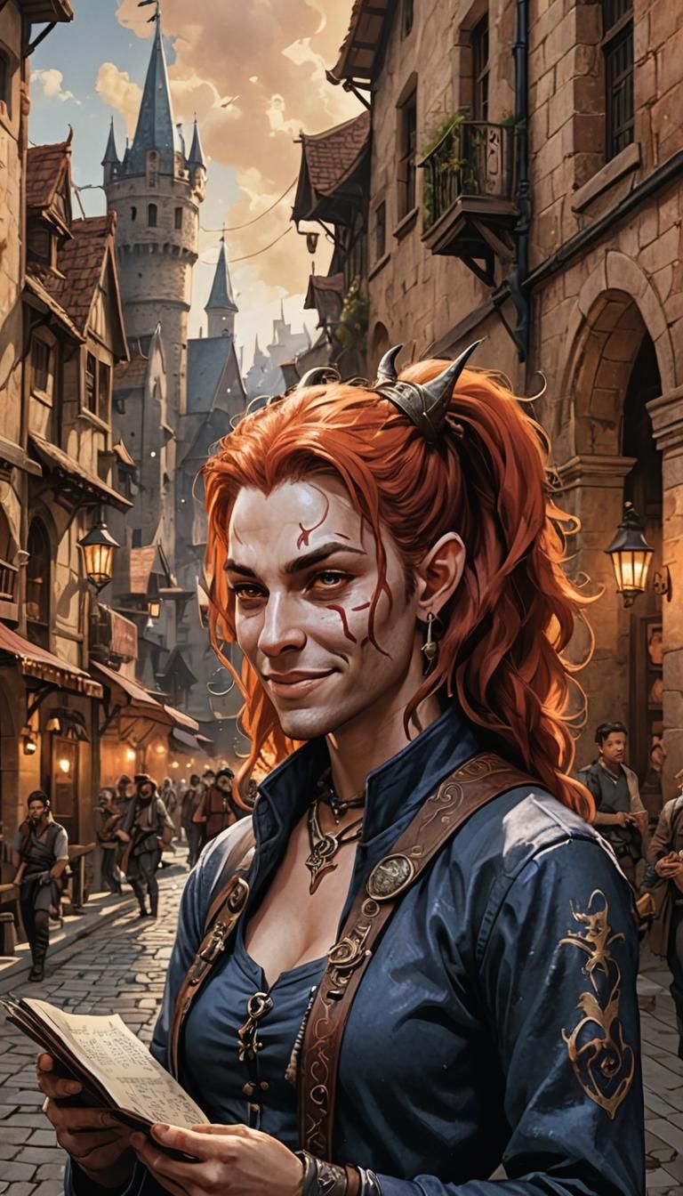 Tiefling Bard with Wry Grin