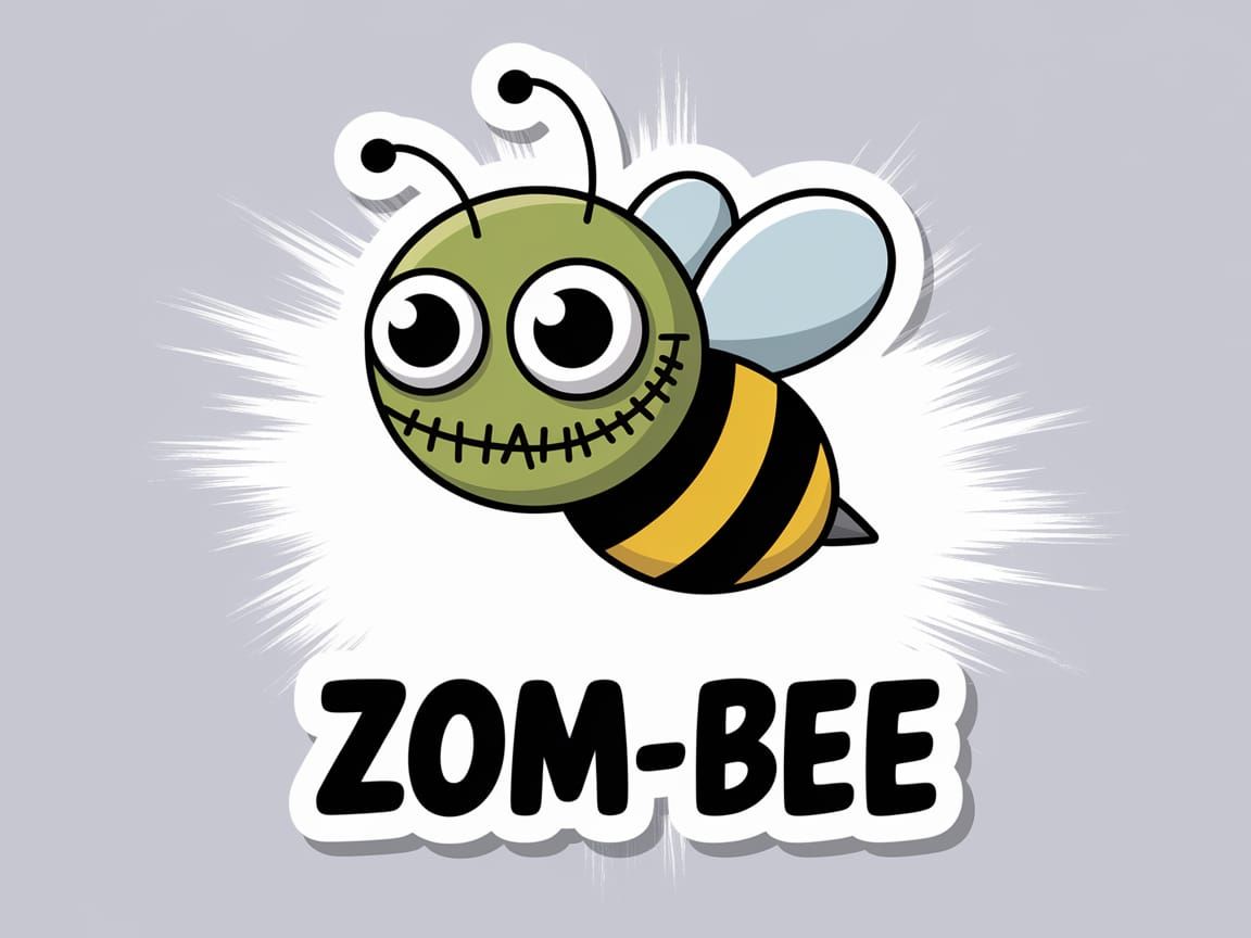 Charming Zombie Bee Cartoon in Humorous Cartoon Style