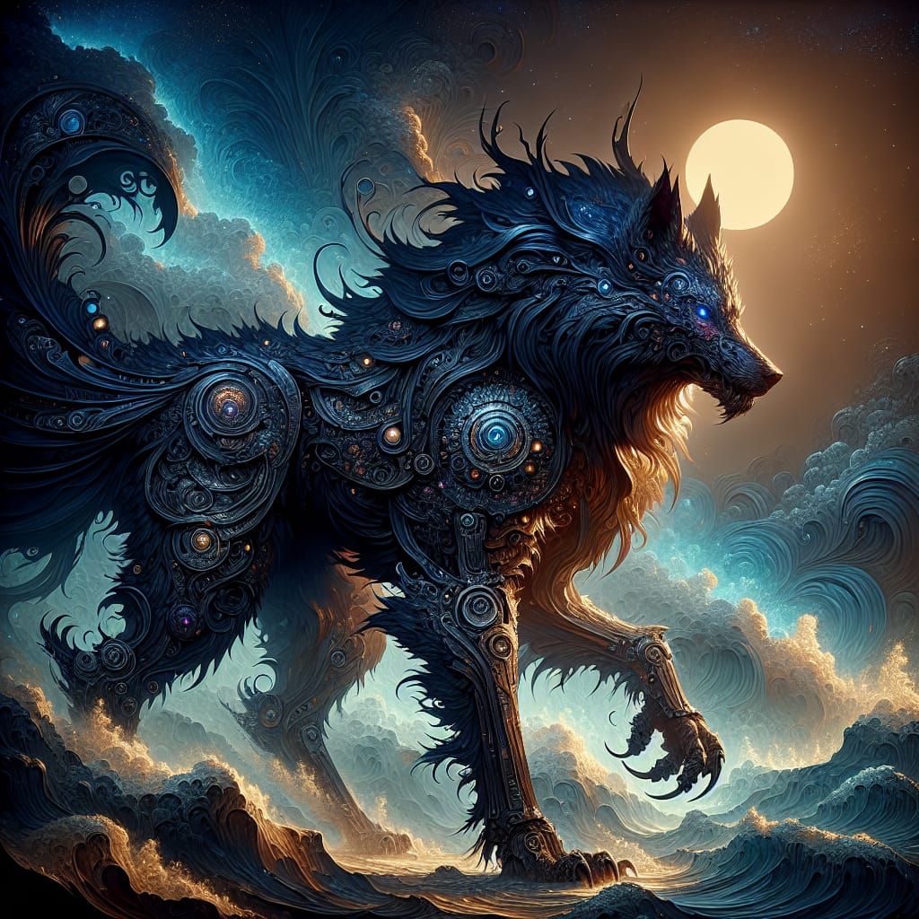 Mystical Black Wolf Fantasy Art for D&D Token