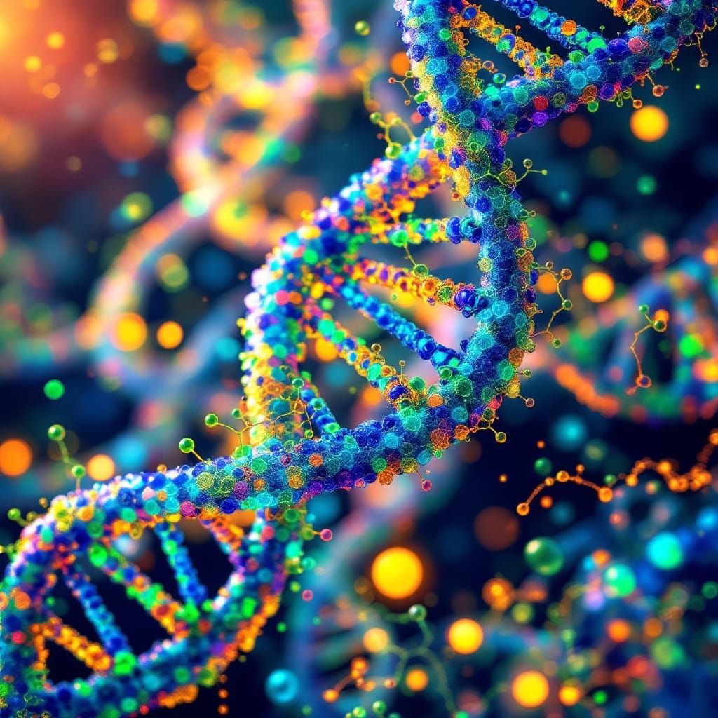 Stunning Bio-Luminescent DNA Structure in Vibrant Colors